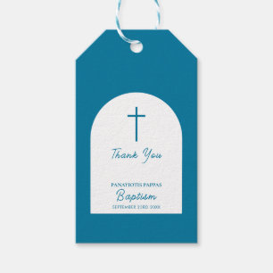 Christian Baptism Christening Boy Blue Arch Gift Tags