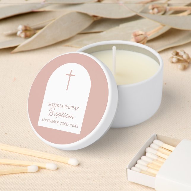 Christian Baptism Christening Girl Pink Arch Favor Mini Candle Favors (Insitu)