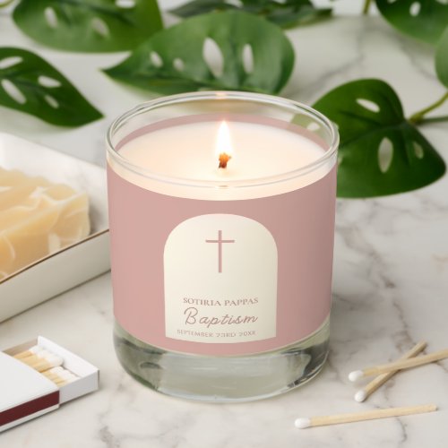 Christian Baptism Christening Girl Pink Arch Favor Scented Candle