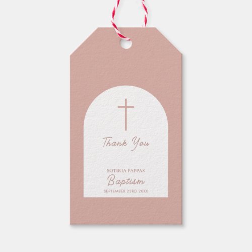 Christian Baptism Christening Girl Pink Arch Gift Tags