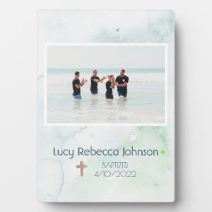 Christian Baptism Commemorative Plaque Ocean Blue