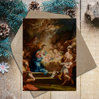 Christian Baroque Vintage Christmas Nativity Scene Holiday Postcard