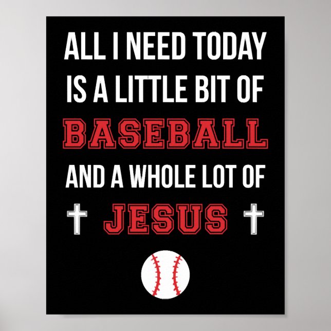 Christian Baseball T Shirt All I Need Is Baseball Poster (Front)
