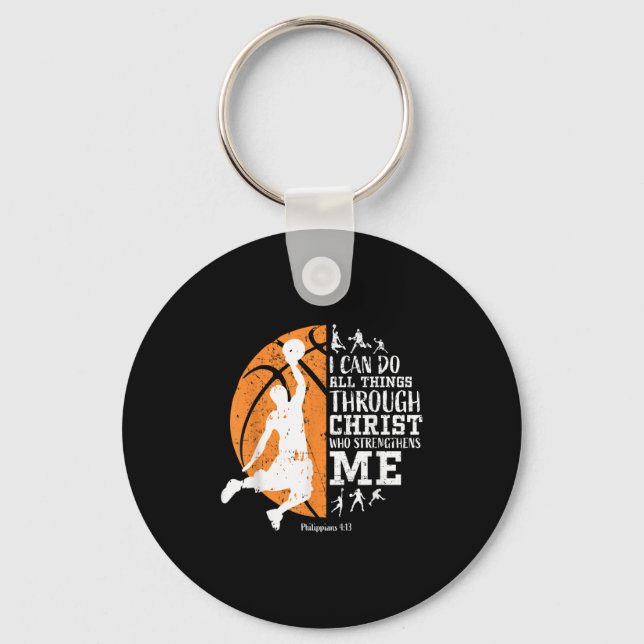 Christian Basketball I Can Do All Things Through C Keychain (Front)