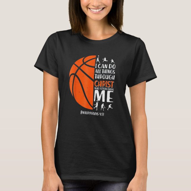 Christian Basketball  Men Boys Kids Religious T-Shirt (Front)
