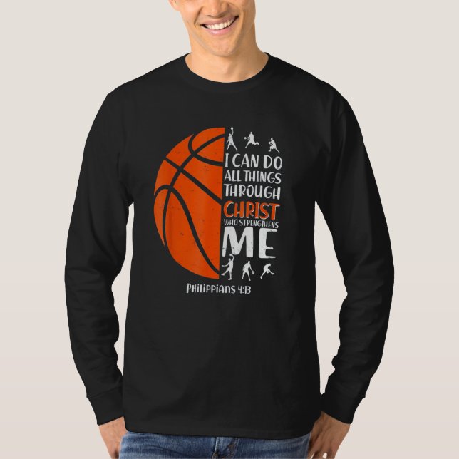 Christian Basketball  Men Boys Kids Religious T-Shirt (Front)