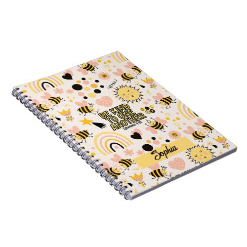 Christian Be Kind Scripture Cute Whimsical Bees Notebook