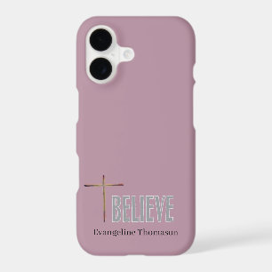 Christian “Believe” Custom Name Pink  iPhone 17 Case
