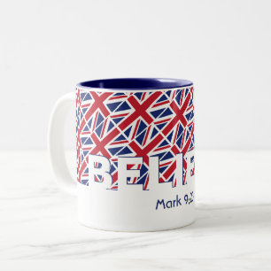 Christian BELIEVE Mark 9:23 UNION JACK Custom Two-Tone Coffee Mug