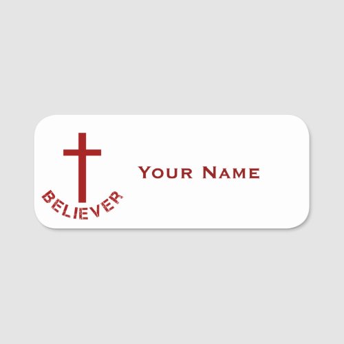 Christian Believer Red Cross Church Events Name Tag