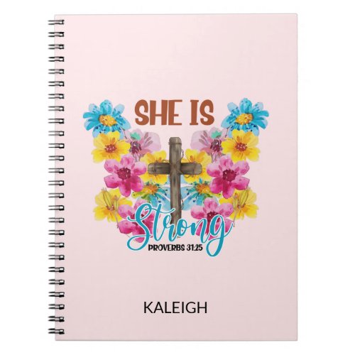 Christian Bible Cross Proverbs Woman Butterfly  Notebook