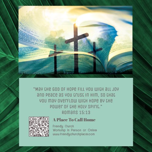 Christian Bible Cross QR Code Religious Church Business Card