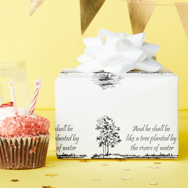 Christian Bible Encouraging Scripture Psalm 1:3  Wrapping Paper (Birthday Party)