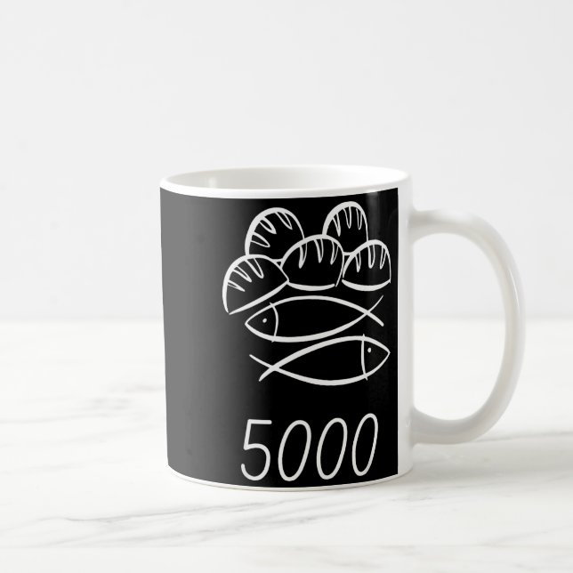 Christian Bible Jesus 2 Fishes 5 Breads Feed 5000  Coffee Mug (Right)