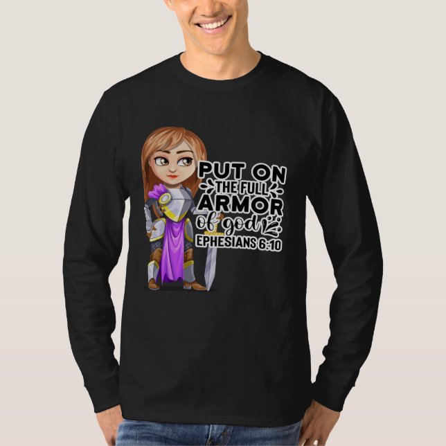 Christian Bible Motivation Armor of God Ephesians  T-Shirt (Front)