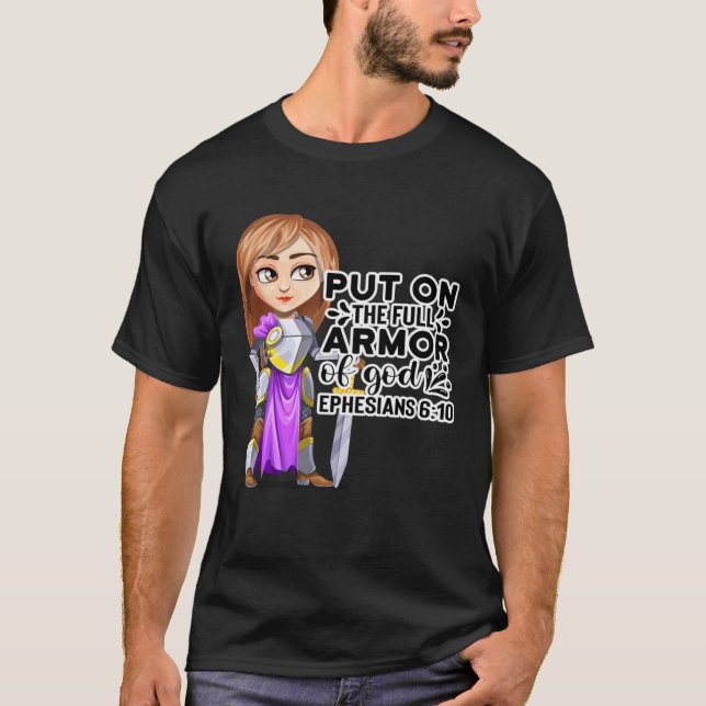 Christian Bible Motivation Armor of God Ephesians  T-Shirt (Front)