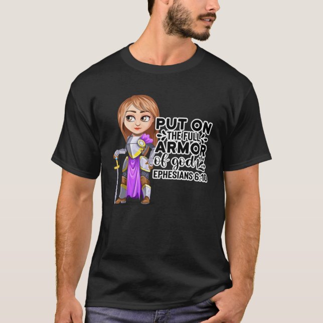 Christian Bible Motivation Armor of God Ephesians  T-Shirt (Front)