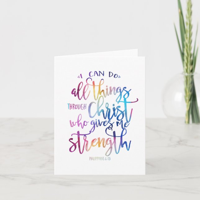 Christian Bible Quote Watercolor Typography Card (Front)