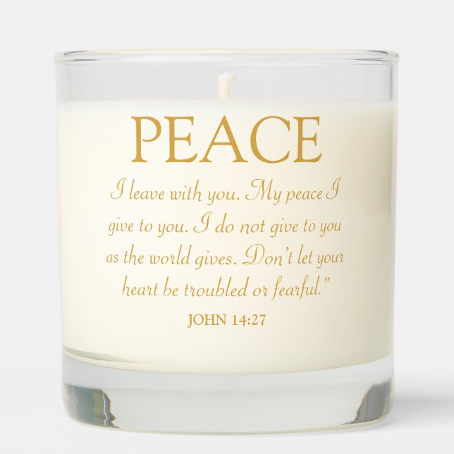 Christian Bible Scripture Peace I Leave With you  Scented Candle (Front)