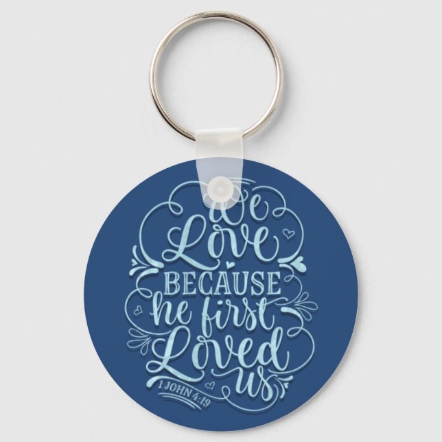 Christian Bible Verse 1John Religious God Love Keychain (Front)