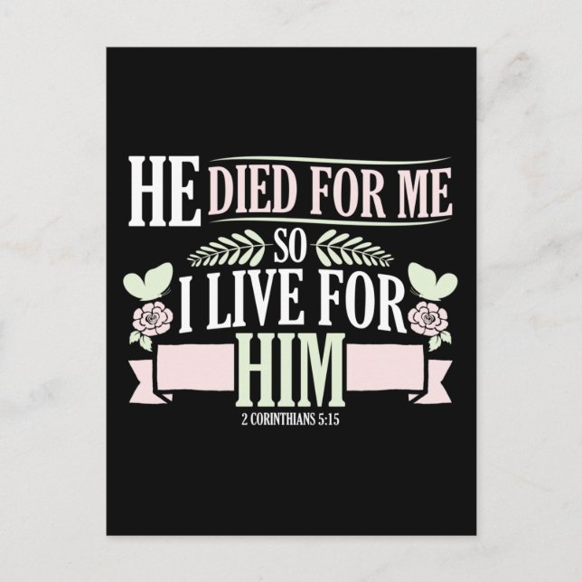 Christian Bible Verse 2 Corinthians 5:15 Holiday Postcard (Front)