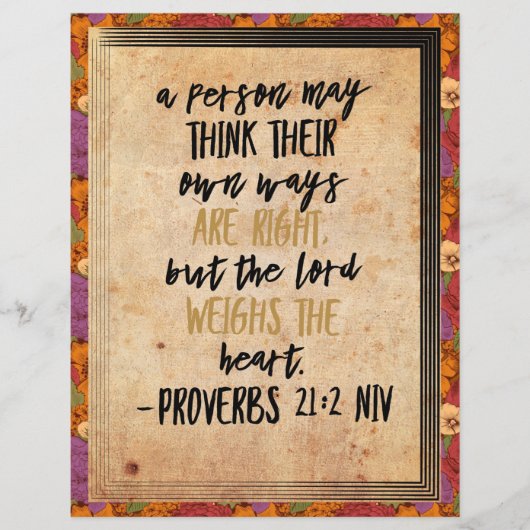 Christian Bible Verse Art Proverbs 21:2 (Front)