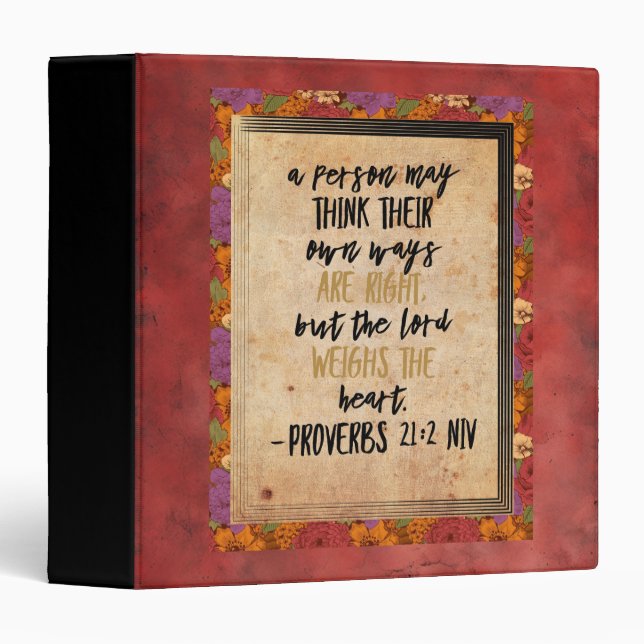 Christian Bible Verse Art Proverbs 21:2 3 Ring Binder (Front/Spine)