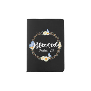 Christian Bible Verse Blessed Psalm 23 Flower Passport Holder
