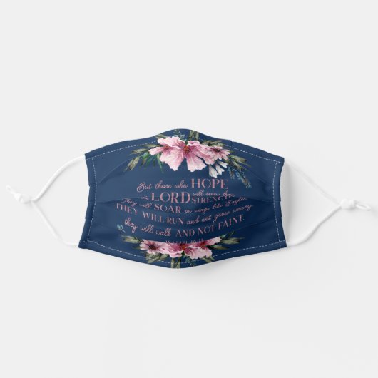 Christian Bible Verse Blush Pink Glitter Floral Adult Cloth Face Mask (Front, Unfolded)