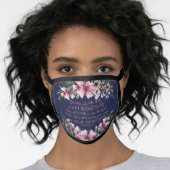 Christian Bible Verse Blush Pink Glitter Floral Face Mask (Worn Her)