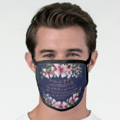 Christian Bible Verse Blush Pink Glitter Floral Face Mask (Worn Him)