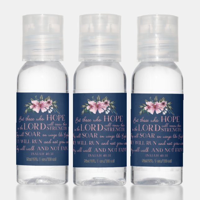 Christian Bible Verse Blush Pink Glitter Floral Hand Sanitizer (Set)