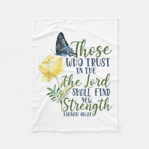 Christian Bible Verse Butterfly Rose Flower Isaiah Fleece Blanket