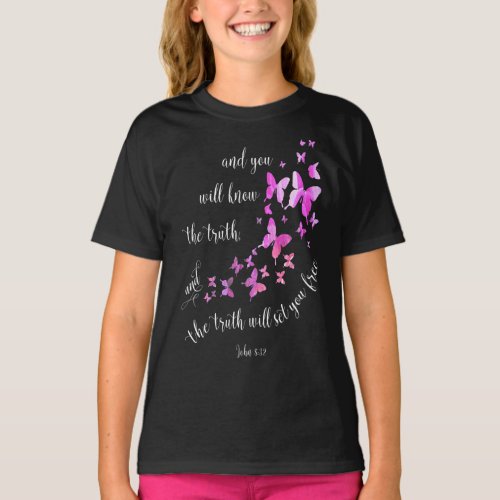 Christian Bible Verse Butterfly Women  Girls T_Shirt