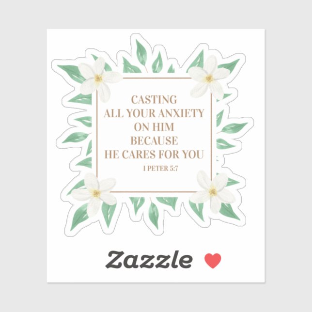 Christian Bible Verse Cast Your Anxiety on Him Sticker (Sheet)