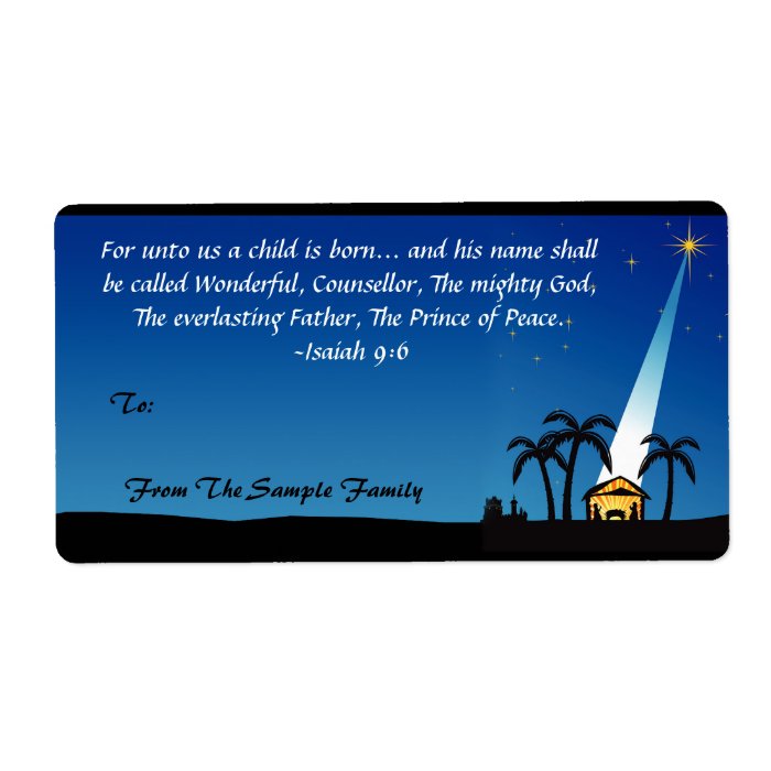 Christian Bible Verse Christmas Custom Gift Tag Custom Shipping Labels