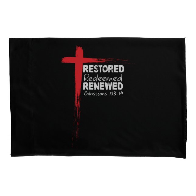 Christian Bible Verse Colossians 1:13-14 Cross Pillow Case (Front)