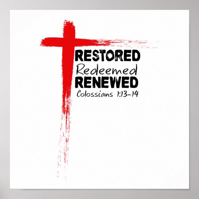 Christian Bible Verse Colossians 1:13-14 Cross Poster (Front)