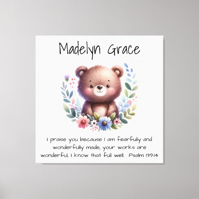 Christian Bible Verse Custom Baby Nursery Wall Canvas Print (Front)