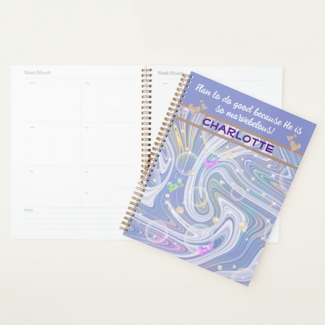 Christian Bible verse encouraging glitter marble  Planner (Display)