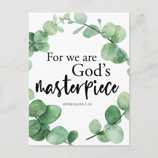 Christian Bible Verse Eucalyptus God's Masterpiece Postcard (Front)