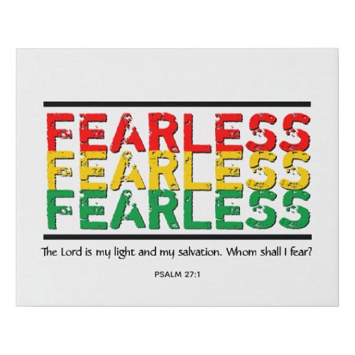 Christian Bible Verse FEARLESS Psalm 27 Faux Canvas Print