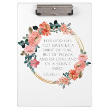 Christian Bible Verse Floral Wreath Clipboard