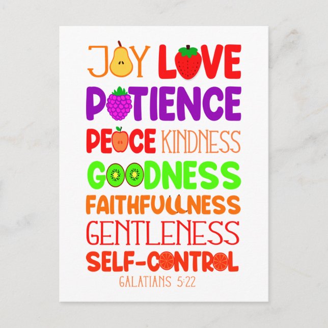 Christian Bible Verse Fruit Of The Spirit Holiday Postcard (Front)
