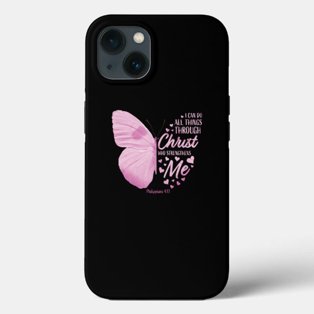 Christian Bible Verse Gifts Women Butterfly Case-Mate iPhone Case (Back)