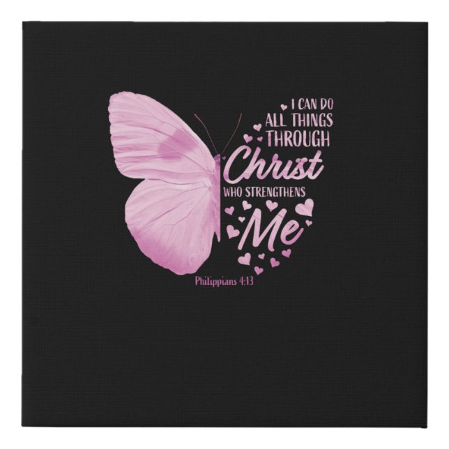 Christian Bible Verse Gifts Women Butterfly Faux Canvas Print (Front)