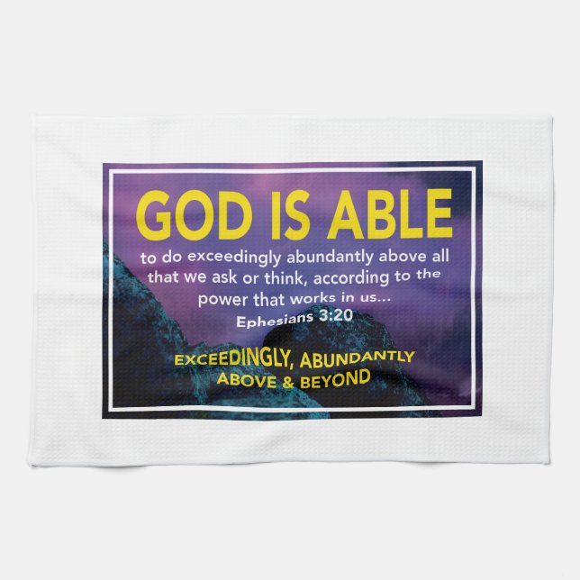 Christian Bible Verse | GOD IS ABLE  Kitchen Towel (Horizontal)
