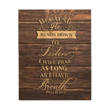 Christian Bible Verse Gold on Wood Psalm