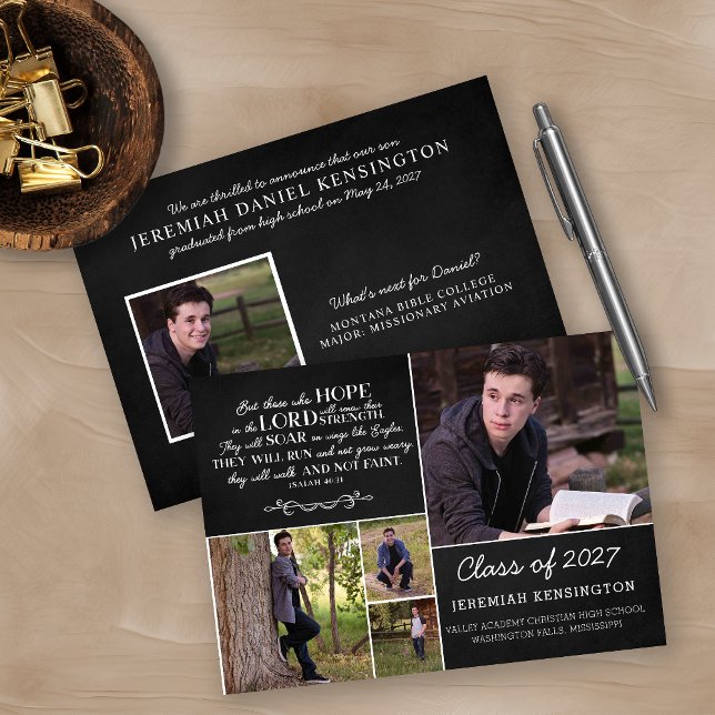 Christian Bible Verse Graduation Multiple Photo Invitation (Creator Uploaded)