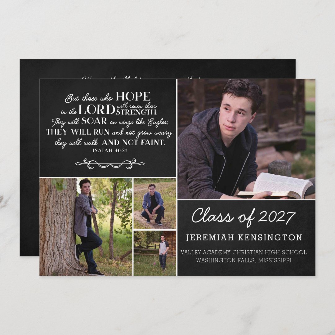 Christian Bible Verse Graduation Multiple Photo Invitation | Zazzle